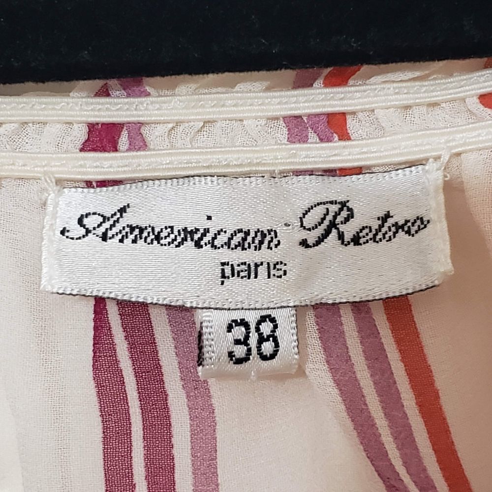 Vintage American Retro Paris Rainbow Blouse, sz 38 - Picture 6 of 7